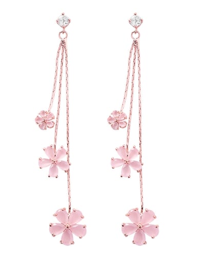 Alloy With Rose Gold Plated Fashion Flower tassel Drop Earrings
