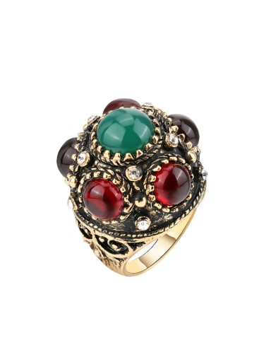 Antique Gold Plated Resin stones Alloy Ring