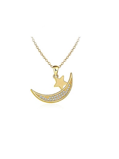 Fashion Moon And Star Shaped Rhinestones Necklace