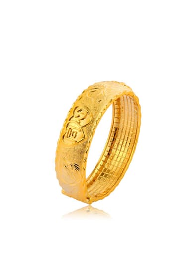 Copper Alloy 23K Gold Plated Ethnic style Dragon and Phoenix Bangle