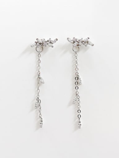 Fashion Tiny Leaves Cubic Zirconias Silver Stud Earrings
