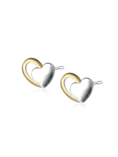 Exquisite Double Color Heart Shaped Stud Earrings