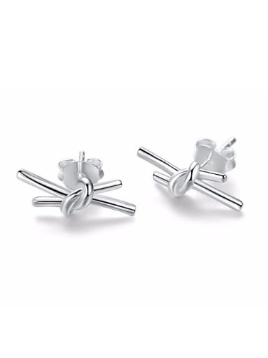 Simple Little Knot 925 Sterling Silver Stud Earrings