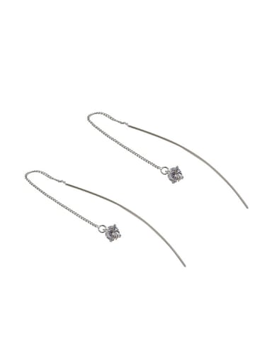 Simple Silver Cubic Zircon Line Earrings