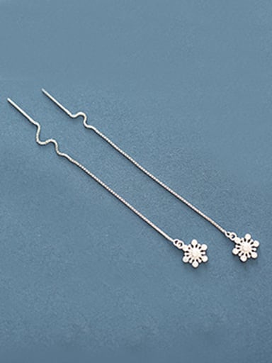 Tiny Snowflake Silver Line Earrings