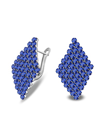 Diamond Shaped AAA Zircons Crystal Clip Earrings