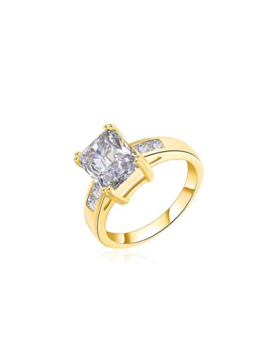 Trendy Gold Plated Square Shaped Zircon Women Ring