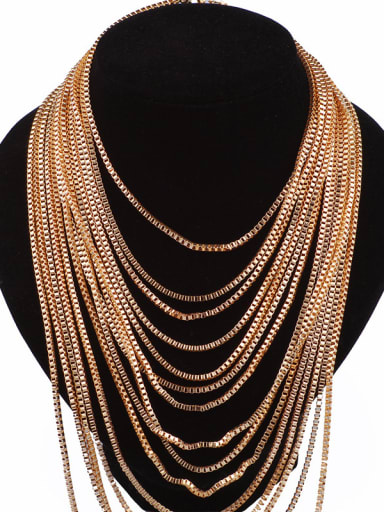 Exaggerated Personalized Multi-layers Box Chains Necklace