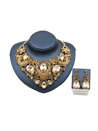 Statement Glass Rhinestones Two Pieces Jewelry Set