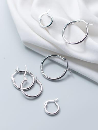 Simple round circle 925 silver earrings