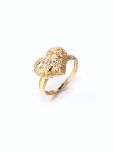 Copper Alloy 18K Gold Plated Heart-shaped Stamp Ring