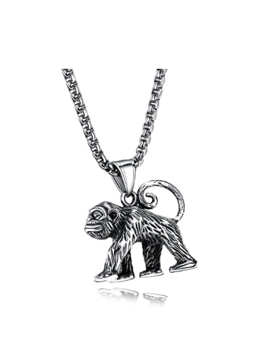 Retro style Personalized Walking Baboon Titanium Necklace