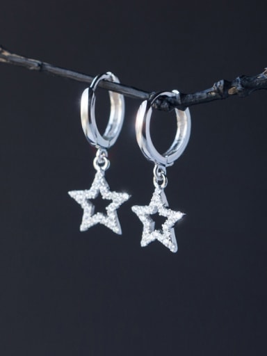 S925 silver star zircon drop earring
