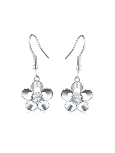Platinum Plated Flower Shaped Glass Earrings