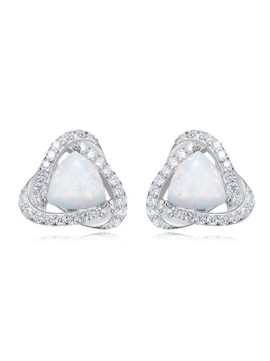 Fashion Little Opal stones Cubic Zirconias 925 Silver Stud Earrings