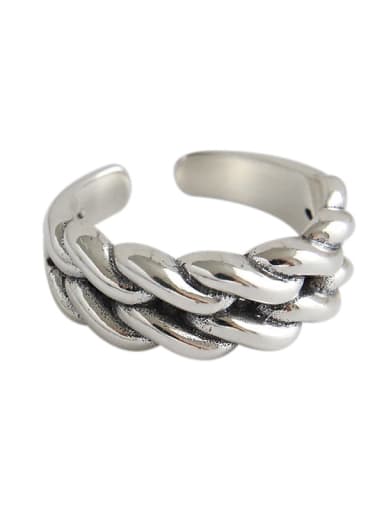 925 Sterling Silver With Antique Silver Plated Twisted Double Twist Free Size Rings
