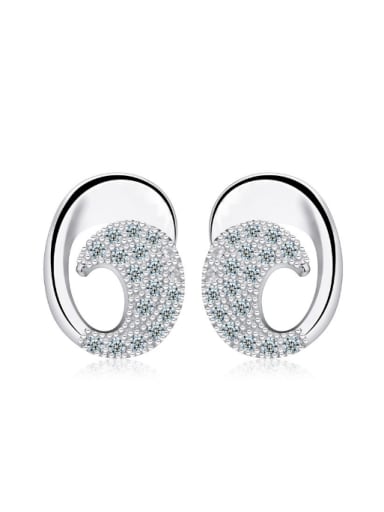 Simple Western Silver Zircons Stud Earrings