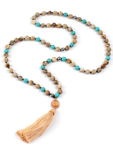 Colorful Natural Stones Tassel Fashion Necklace