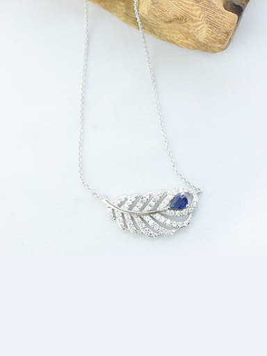 Women Exquisite Feather Shaped Rhinestones Necklace