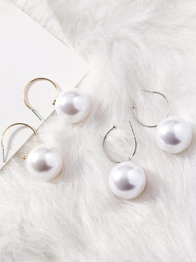 Alloy With Gold Plated Trendy Round  Imitation Pearl Hoop Earrings(very big)