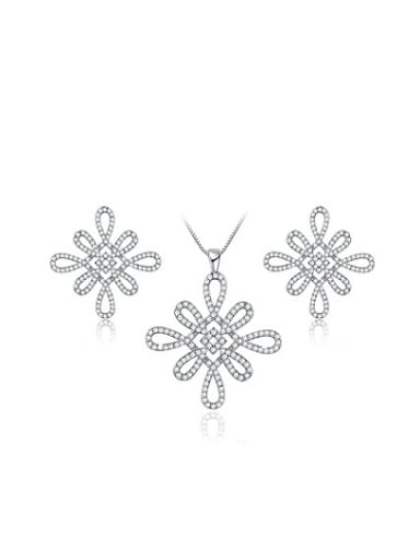 Ethnic Style Platinum Plated Knot Shaped AAA Zircon Two Pieces Jewelry Set