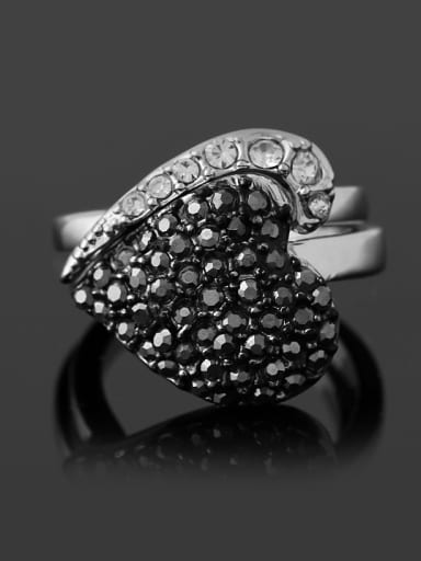 Fashion Two-band Cubic Rhinestones Heart Alloy Ring