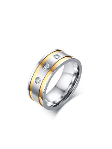 Delicate Geometric Shaped Shining Zircon Titanium Ring