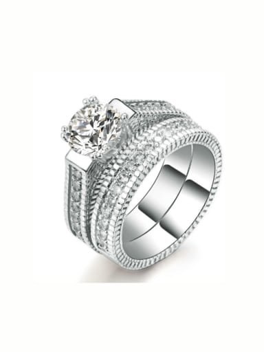 Micro Pave Zircons Noble White Gold Plated Ring