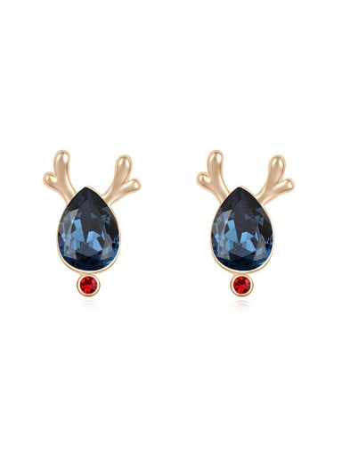 Fashion Water Drop austrian Crystal Deer Horn Stud Earrings