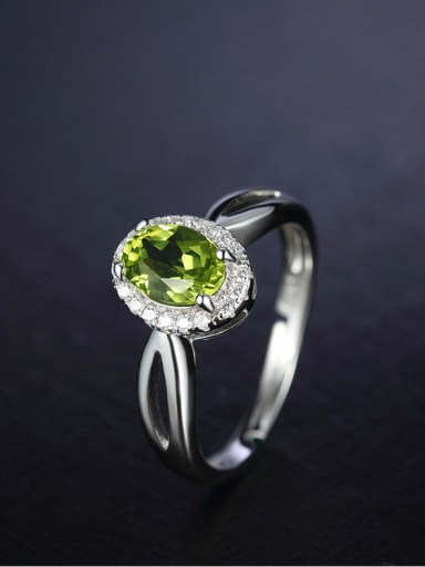 Platinum Oval Gemstone Zircon Engagement Ring