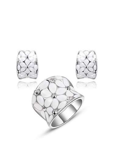 Alloy Platinum Plated Geometric Shaped Austria Crystal Two Pieces Jewelry