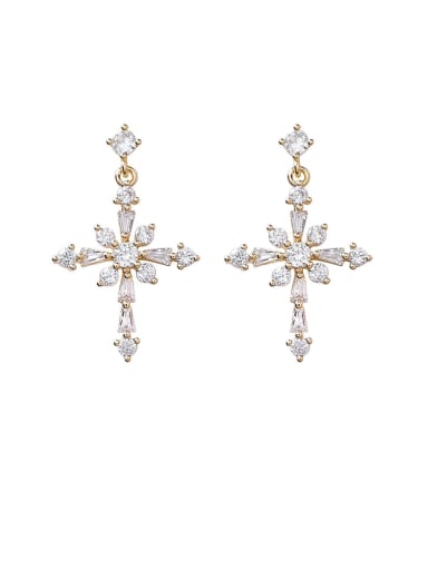 Alloy With Gold Plated Personality Cross Drop Earrings