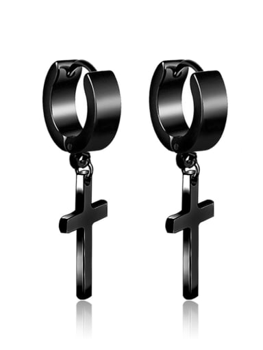 Stainless Steel With Black Gun Plated Trendy Cross Clip On Earrings