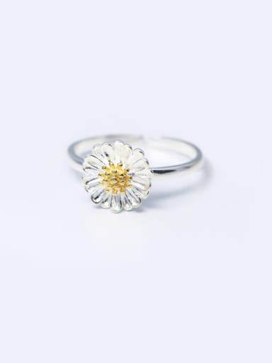 S925 Silver Fashion Daisy Flower Opening Ring