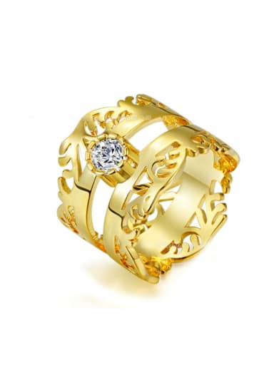 Gold Plated Retro Style Hollow Copper Ring