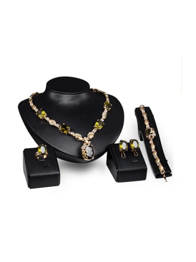2018 Alloy Imitation-gold Plated Fashion Stones Four Pieces Jewelry Set