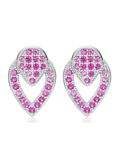 Double Heart Amethyst Fashion Stud Earrings