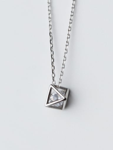 Trendy Hollow Geometric Shaped Zircon S925 Silver Necklace