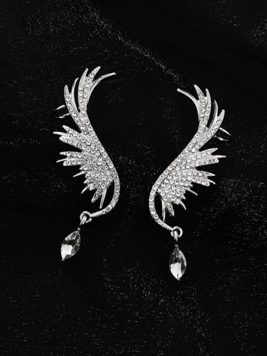 Alloy With Platinum Plated Delicate Angel Wing Drop Earrings