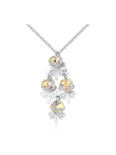 Fashion Cubic austrian Crystals Flowers Pendant Alloy Necklace