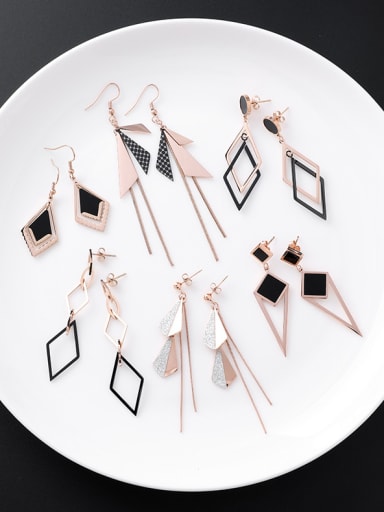 Stainless Steel With Rose Gold Plated Fashion Geometric  Tassels Drop Earrings