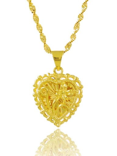 Delicate 24K Gold Plated Heart Shaped Rhinestone Necklace