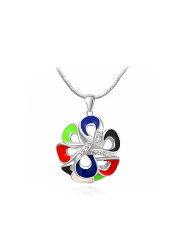 Women Colorful Flower Shaped Enamel Necklace