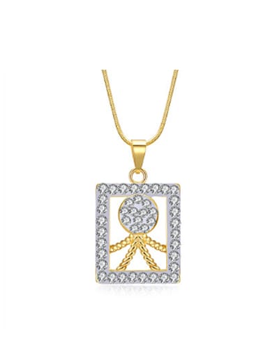 Personalized Square Rhinestones Necklace