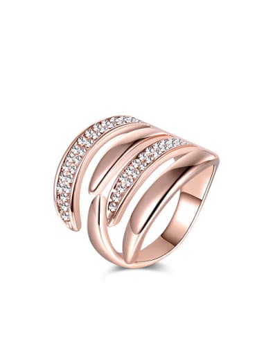Creative Multi Layer Rose Gold Plated Rhinestone Ring
