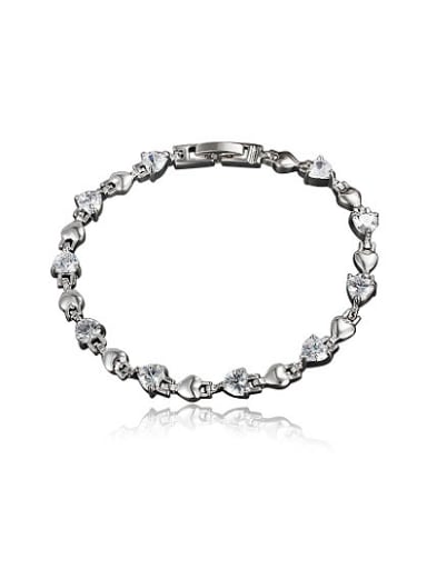 Elegant Platinum Plated Heart Shaped Zircon Bracelet
