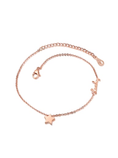 Simple Lucky Star Rose Gold Plated Titanium Anklet