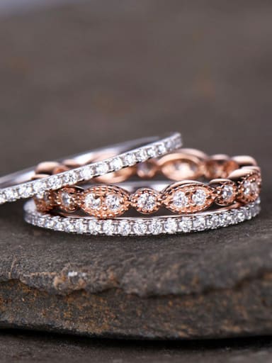 Copper With White Gold Plated Delicate Cubic Zirconia Rings