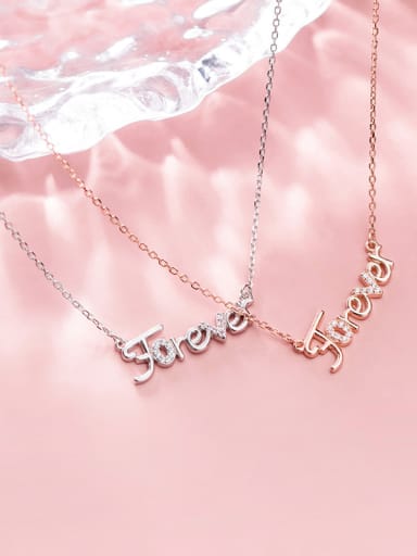 925 Sterling Silver With Cubic Zirconia Simplistic Monogrammed Necklaces