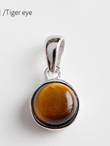 Yellow Tiger Eye Sterling silver crystal agate geometry semi-precious stones pendant